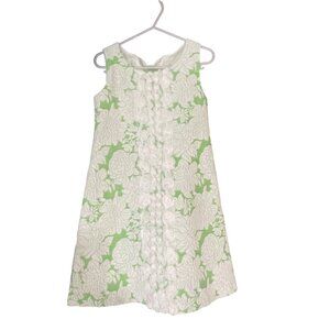 Bonnie Jean Girls Green & White Floral Textured Sleeveless Dress With Back Bow D